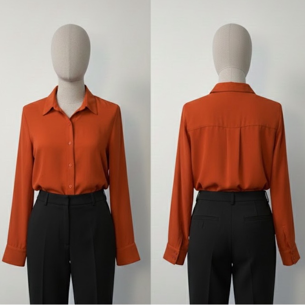 Women's Orange Button-Up Blouse from Express, Size Small